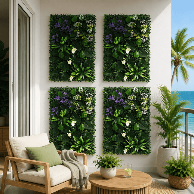 Gardeon 4PCS Artificial Plant Wall Panels 40X60CM Boxwood Panel Hedge Grass Backdrop Backyard Green Decor - Petal & Stem