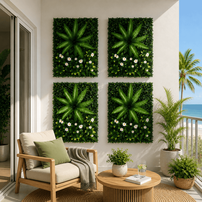Gardeon 4PCS Artificial Plant Wall Panels 40X60CM Boxwood Panel Leaf Backdrop Backyard Green Decor - Petal & Stem