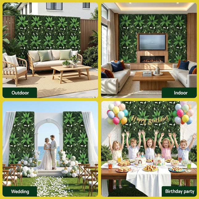 Gardeon 4PCS Artificial Plant Wall Panels 40X60CM Boxwood Panel Leaf Backdrop Backyard Green Decor - Petal & Stem