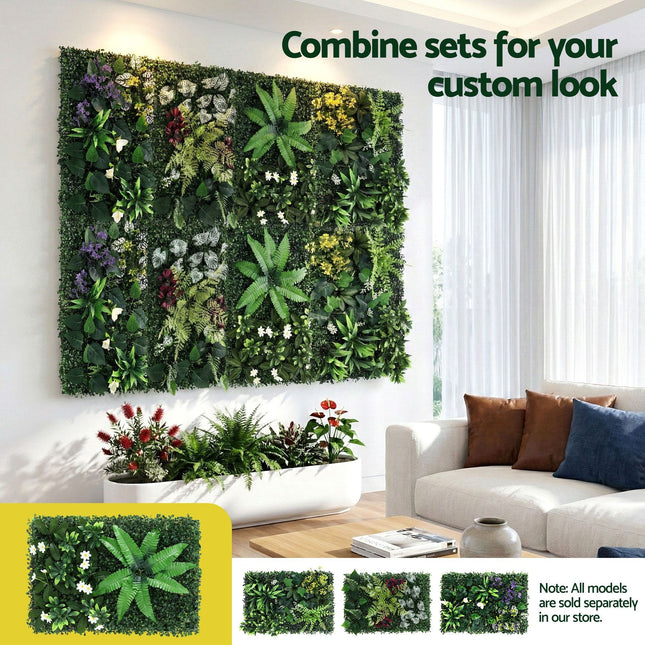 Gardeon 4PCS Artificial Plant Wall Panels 40X60CM Boxwood Panel Leaf Backdrop Backyard Green Decor - Petal & Stem