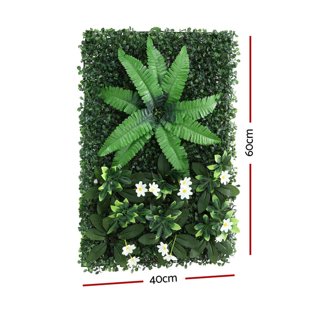 Gardeon 4PCS Artificial Plant Wall Panels 40X60CM Boxwood Panel Leaf Backdrop Backyard Green Decor - Petal & Stem