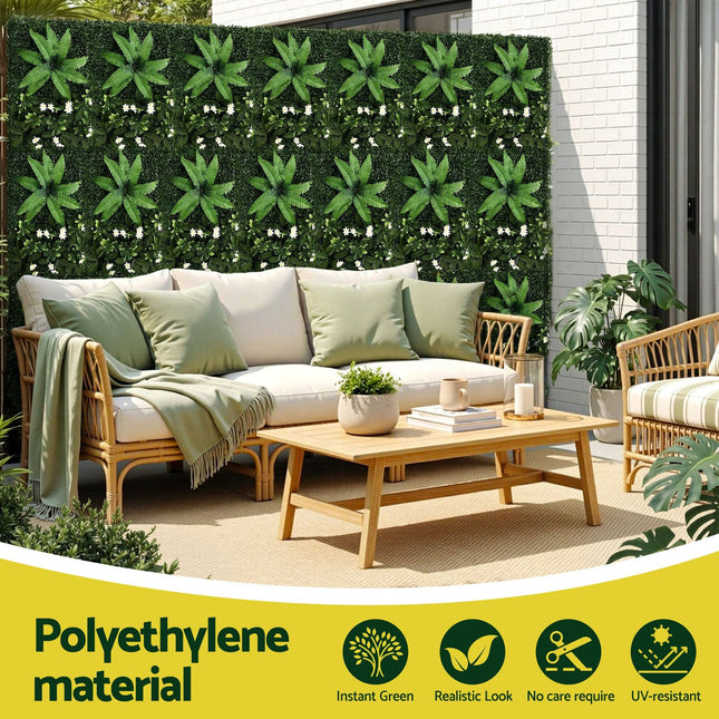 Gardeon 4PCS Artificial Plant Wall Panels 40X60CM Boxwood Panel Leaf Backdrop Backyard Green Decor - Petal & Stem