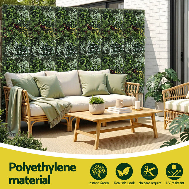Gardeon Artificial Plant Wall Panels 50X100CM Boxwood Panel Hedge Grass Backdrop Backyard Green Decor - Petal & Stem