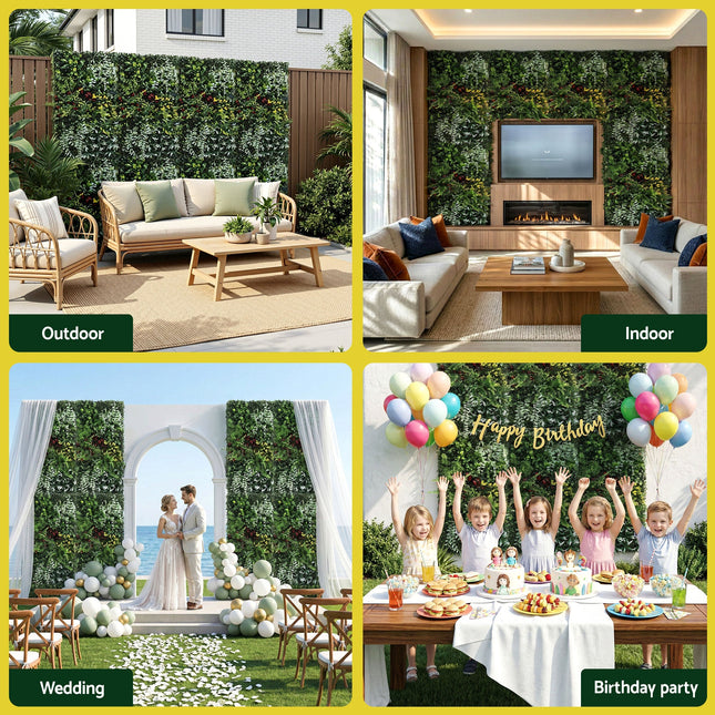 Gardeon Artificial Plant Wall Panels 50X100CM Boxwood Panel Hedge Grass Backdrop Backyard Green Decor - Petal & Stem
