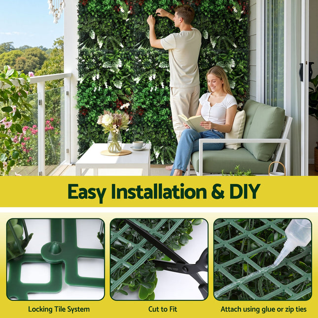 Gardeon Artificial Plant Wall Panels 50X100CM Boxwood Panel Hedge Grass Backdrop Green Decor Backyard - Petal & Stem