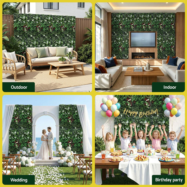 Gardeon Artificial Plant Wall Panels 50X100CM Boxwood Panel Hedge Grass Backdrop Green Decor Backyard - Petal & Stem
