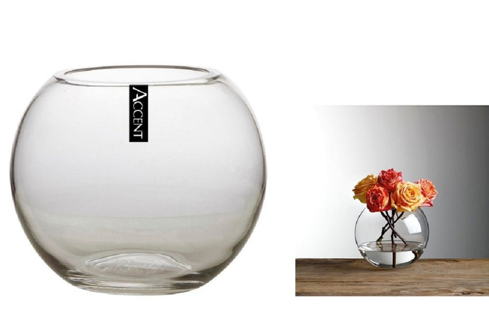 Glass Rose Fish Bowl 12x10cm - Petal & Stem