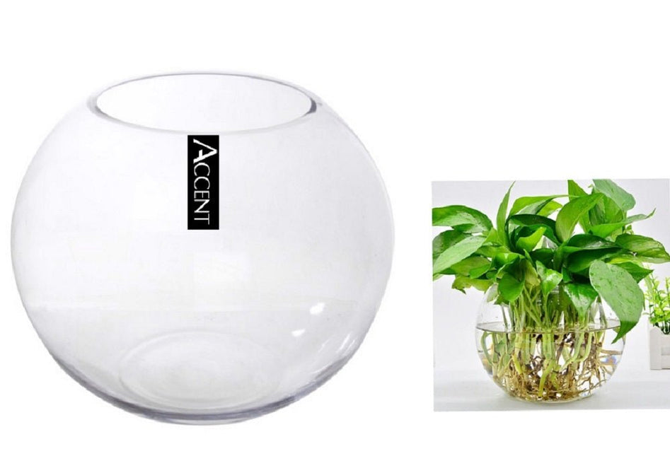 Glass Rose Fish Bowl 19x17cm - Petal & Stem