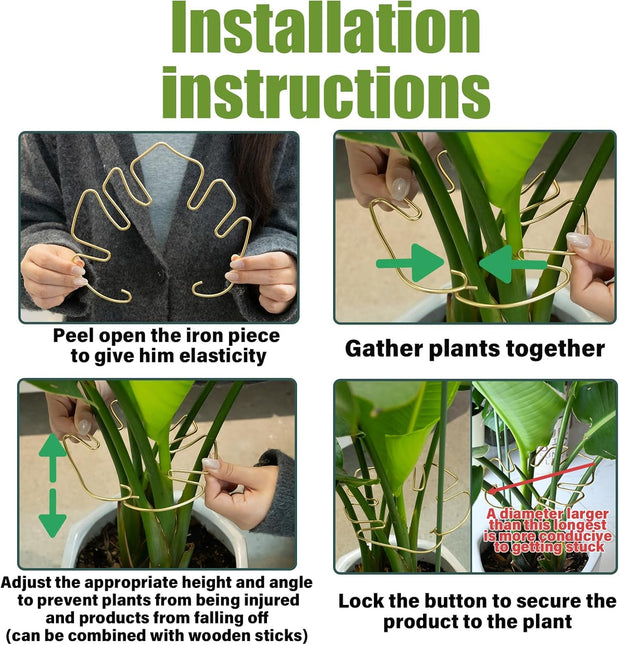 Gold Indoor Plant Stand for Climbing Plants Plant Support Holder - Petal & Stem