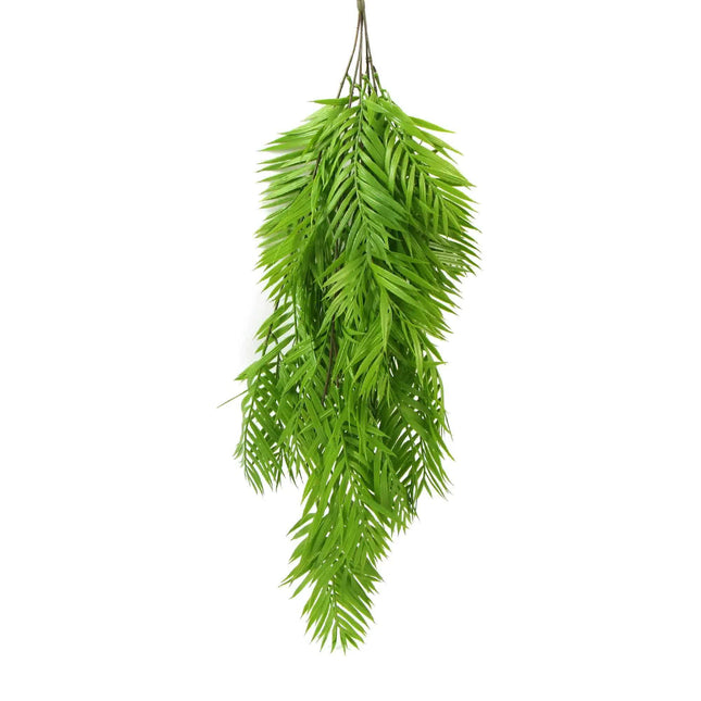 Hanging Fresh Green Bamboo Leaf Fern UV Resistant 80cm - Petal & Stem