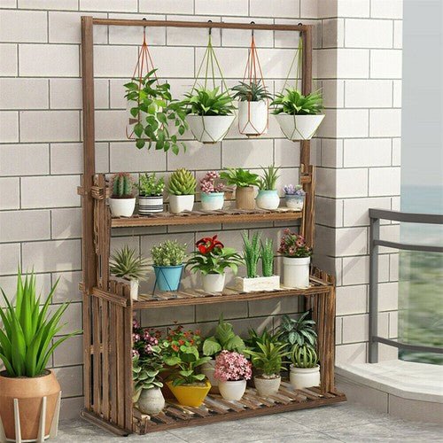 Heavy Duty Hanging Plant Stand with Multiple Pot Shelves - Petal & Stem