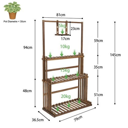 Heavy Duty Hanging Plant Stand with Multiple Pot Shelves - Petal & Stem