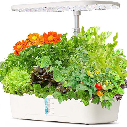 Hydroponics Plant Growing System 12 Pods Indoor Herb Garden Kit Led Light 4L WHITE - Petal & Stem