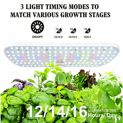 Hydroponics Plant Growing System 12 Pods Indoor Herb Garden Kit Led Light 4L WHITE - Petal & Stem