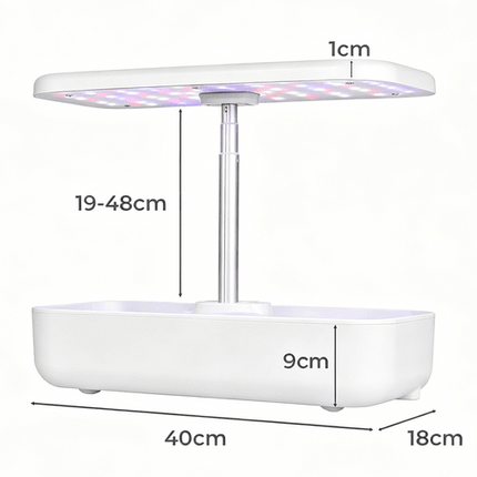 Hydroponics Plant Growing System 12 Pods Indoor Herb Garden Kit Led Light 4L WHITE - Petal & Stem