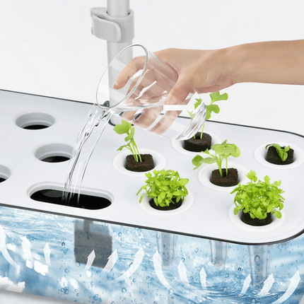 Hydroponics Plant Growing System 12 Pods Indoor Herb Garden Kit Led Light 4L WHITE - Petal & Stem