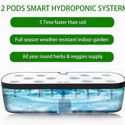 Hydroponics Plant Growing System 12 Pods Indoor Herb Garden Kit Led Light 4L WHITE - Petal & Stem