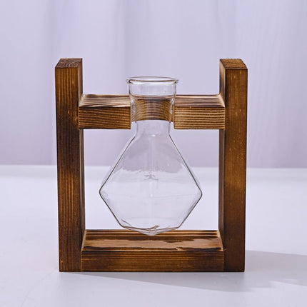 HydroponicWoodenFramewithSnap On Diamond Single Bottle - Petal & Stem