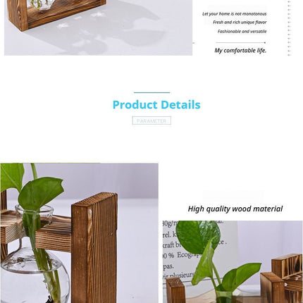 HydroponicWoodenFramewithSnap On Diamond Single Bottle - Petal & Stem