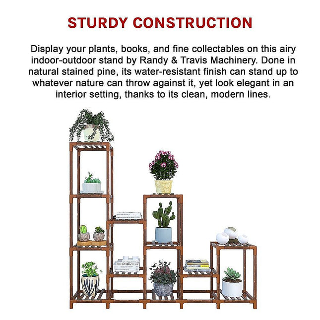 Indoor Outdoor Garden Plant Stand Planter Flower Pot Shelf Wooden Shelving 12 Shelves - Petal & Stem