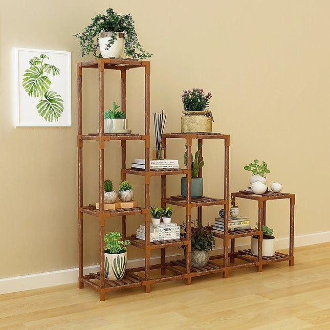 Indoor Outdoor Garden Plant Stand Planter Flower Pot Shelf Wooden Shelving 12 Shelves - Petal & Stem
