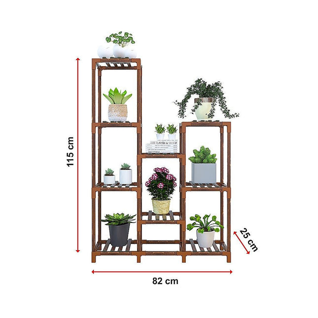 Indoor Outdoor Garden Plant Stand Planter Flower Pot Shelf Wooden Shelving 9 Shelves - Petal & Stem