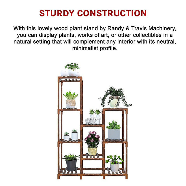 Indoor Outdoor Garden Plant Stand Planter Flower Pot Shelf Wooden Shelving 9 Shelves - Petal & Stem