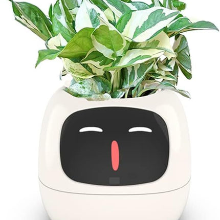 Intelligent Flower Pot, Electronic Bud, Maintenance Plant Assistant, LCD Screen Display, Cell Phone APP Connection (White) - Petal & Stem