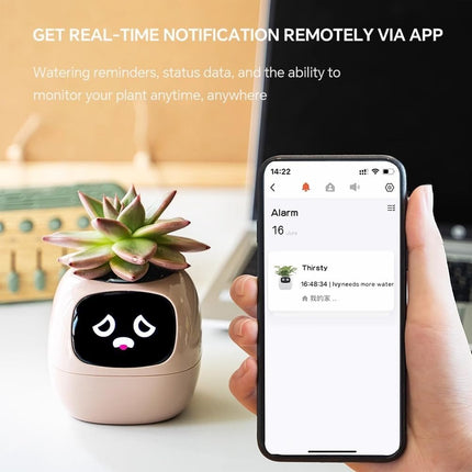 Intelligent Flower Pot, Electronic Bud, Maintenance Plant Assistant, LCD Screen Display, Cell Phone APP Connection (White) - Petal & Stem