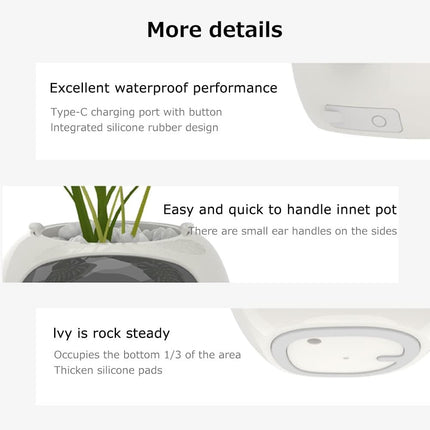 Intelligent Flower Pot, Electronic Bud, Maintenance Plant Assistant, LCD Screen Display, Cell Phone APP Connection (White) - Petal & Stem