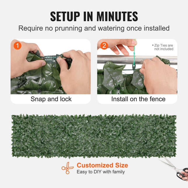 Ivy Privacy Fence, 39 x 158in Artificial Green Wall Screen, Greenery Ivy Fence with Mesh Cloth Backing and Strengthened Joint, Faux Hedges Vine Leaf Decoration for Outdoor Garden, Yard, Balcony - Petal & Stem