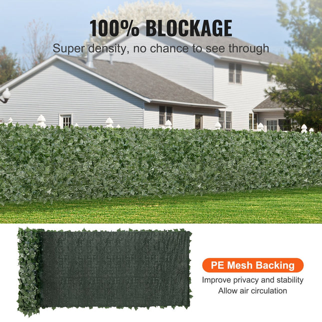 Ivy Privacy Fence, 39 x 158in Artificial Green Wall Screen, Greenery Ivy Fence with Mesh Cloth Backing and Strengthened Joint, Faux Hedges Vine Leaf Decoration for Outdoor Garden, Yard, Balcony - Petal & Stem