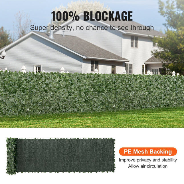 Ivy Privacy Fence, 39 x 198in Artificial Green Wall Screen, Greenery Ivy Fence with Mesh Cloth Backing and Strengthened Joint - Petal & Stem