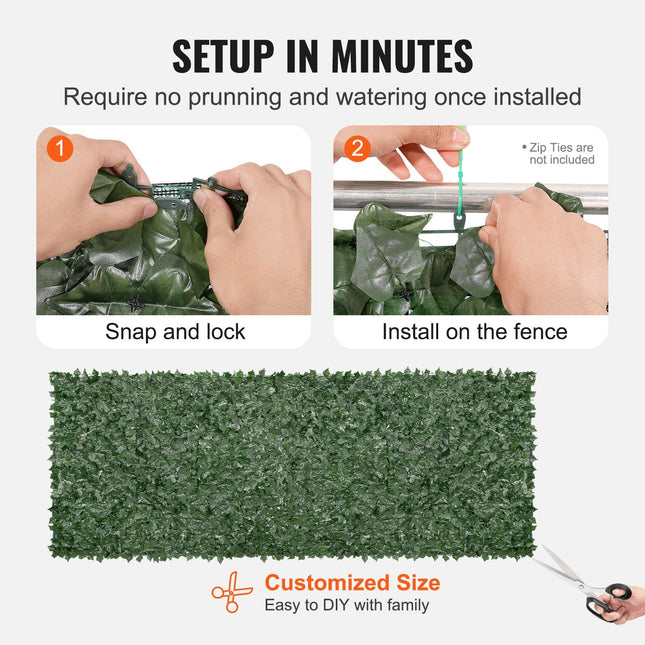 Ivy Privacy Fence, 59 x 158in Artificial Green Wall Screen, Greenery Ivy Fence w/ Mesh Cloth Backing and Strengthened Joint, Faux Hedges Vine Leaf Decoration for Outdoor Garden, Yard, Balcony - Petal & Stem