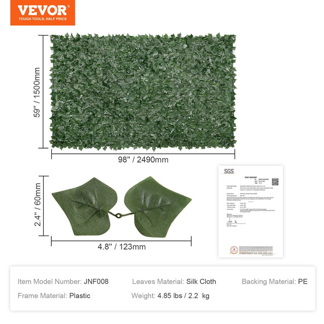 Ivy Privacy Fence, 59 x 98 in Artificial Green Wall Screen, Greenery Ivy Fence with Mesh Cloth Backing - Petal & Stem