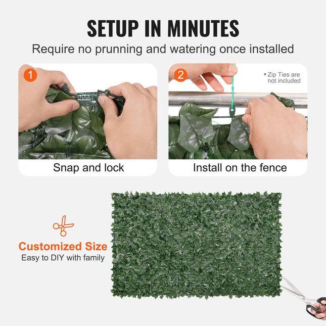 Ivy Privacy Fence, 59 x 98 in Artificial Green Wall Screen, Greenery Ivy Fence with Mesh Cloth Backing - Petal & Stem