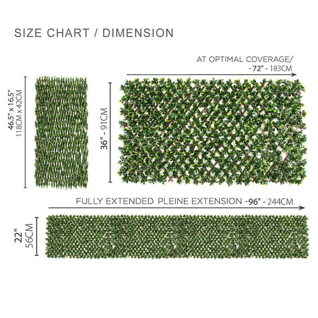 Jasmine Artificial Hedge Extendable Trellis / Screen 2 Meter By 1 Meter UV Resistant (PVC) - Petal & Stem