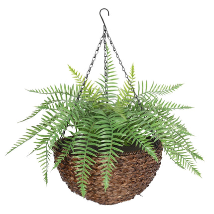 Large Artificial Hanging Basket (Fern Hanging Basket) UV Resistant - Petal & Stem