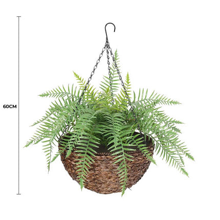 Large Artificial Hanging Basket (Fern Hanging Basket) UV Resistant - Petal & Stem