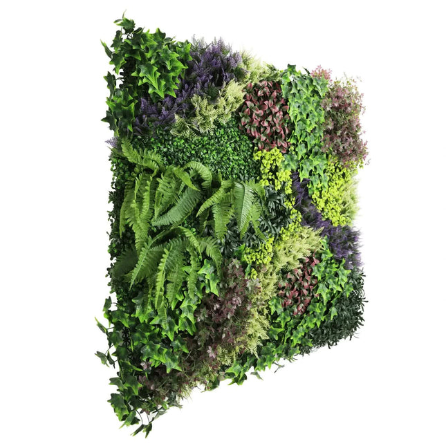 Lush Botanical Mosaic Artificial Vertical Garden / Green Wall Panel 1m x 1m UV Resistant - Petal & Stem