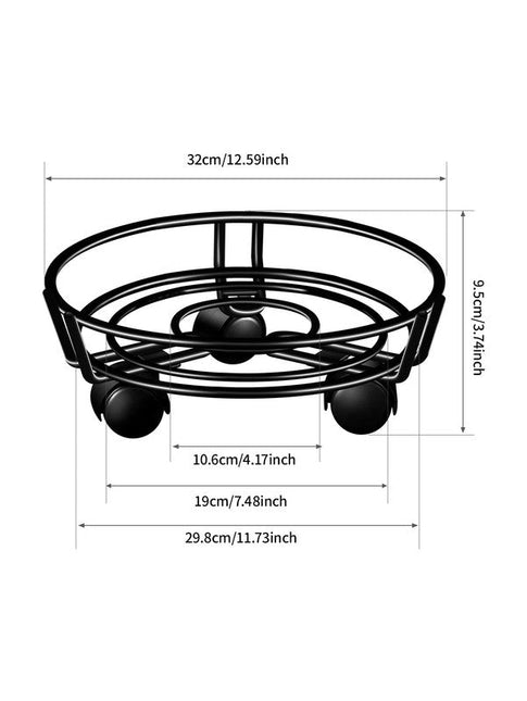 Movable Iron Potted Plant Stand for Home Garden Decoration Black - Petal & Stem