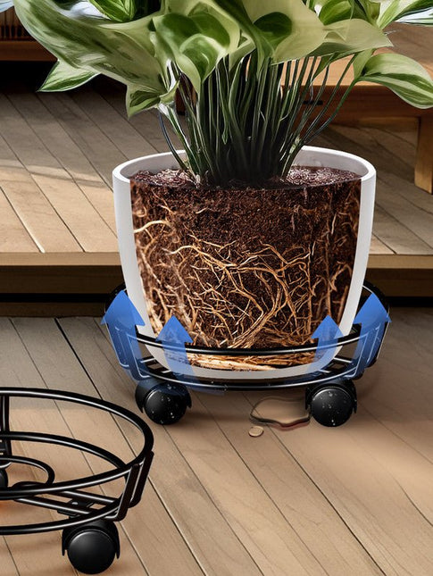 Movable Iron Potted Plant Stand for Home Garden Decoration Black - Petal & Stem