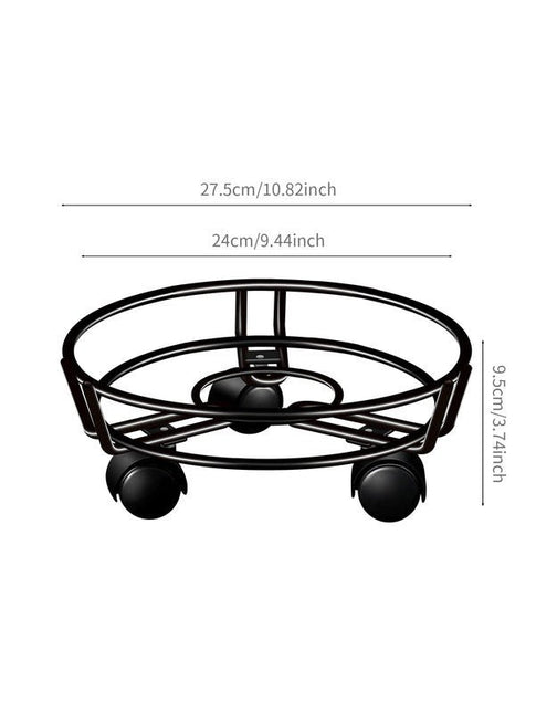 Movable Iron Potted Plant Stand for Home Garden Decoration Black - Petal & Stem