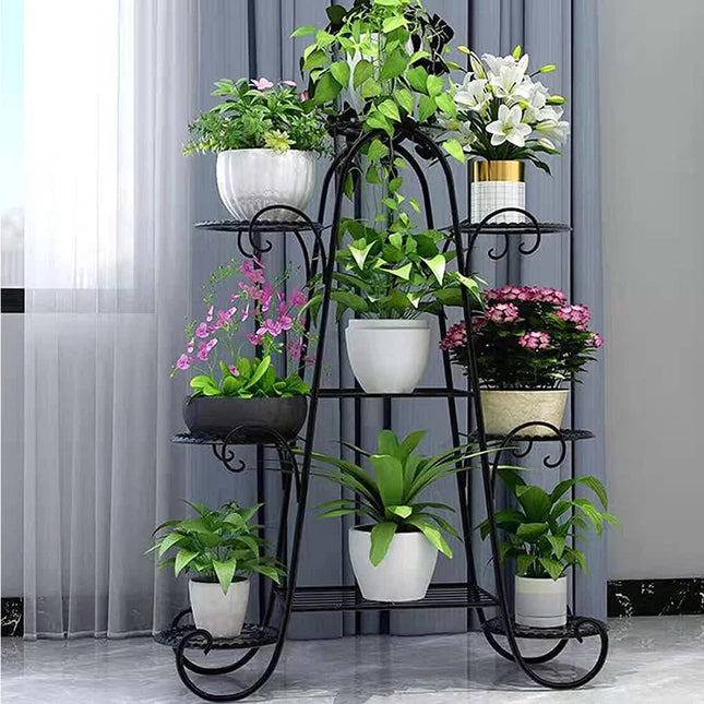 Oversized Metal Plant Stand with 9 Tier Flower Display Shelves - Petal & Stem