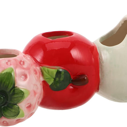 Petluno Ceramic Vase in Strawberry Shape Sturdy Durable Flower Pot for Hydroponic Cuttings Decorative Fruit Vase Kitchen Office Shelf Accents - Petal & Stem