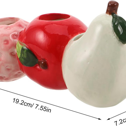 Petluno Ceramic Vase in Strawberry Shape Sturdy Durable Flower Pot for Hydroponic Cuttings Decorative Fruit Vase Kitchen Office Shelf Accents - Petal & Stem