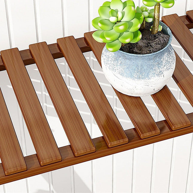Plant Stand Outdoor Indoor Garden Wood Bamboo Shelf Folding 100CM Length - Petal & Stem