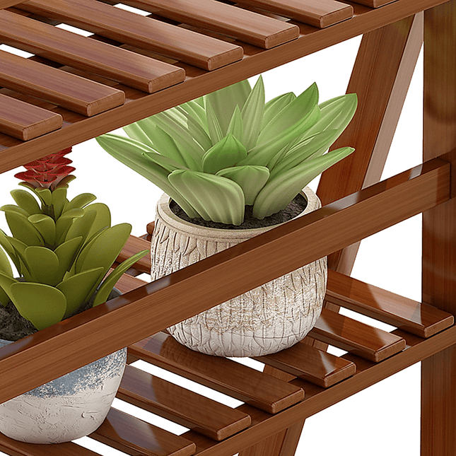 Plant Stand Outdoor Indoor Garden Wood Bamboo Shelf Folding 100CM Length - Petal & Stem
