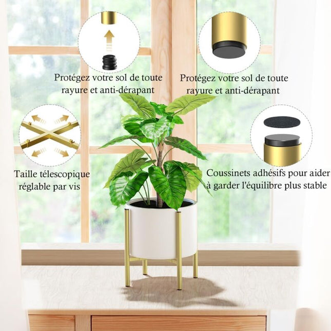 Plant Stand, Simple Style Metal Plant Shelf, Indoor And Outdoor Flower Pot Holder Adjustable Width For 20 30Cm Pots - Petal & Stem