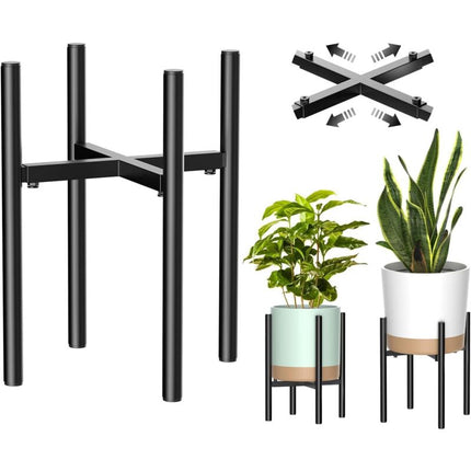 Plant Stand, Simple Style Metal Plant Shelf, Indoor And Outdoor Flower Pot Holder Adjustable Width For 20 30Cm Pots - Petal & Stem